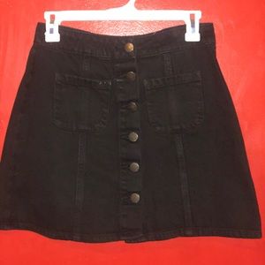 Black denim skirt